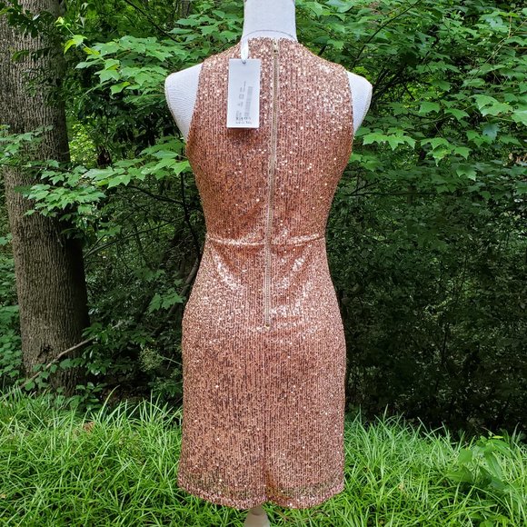 KAOS Light Pink Sequin Party Cocktail Dress Size 4  Faux Wrap Sleeveless NWT - Picture 13 of 14